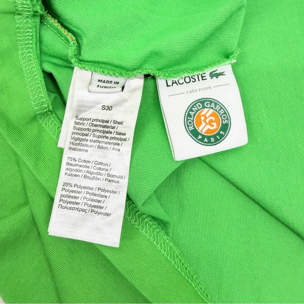 Roland Garros x Lacoste Size XXL Green Ultra Dry Crew Neck T- Shirt French Open - Picture 10 of 11